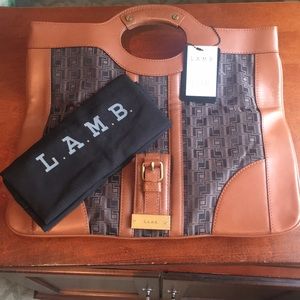 L.A.M.B clutch to tote convertible.